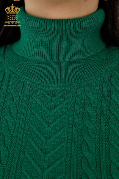 Женский свитер оптом с цветочным узором зеленого цвета - 30179 | КАZЕЕ - Thumbnail