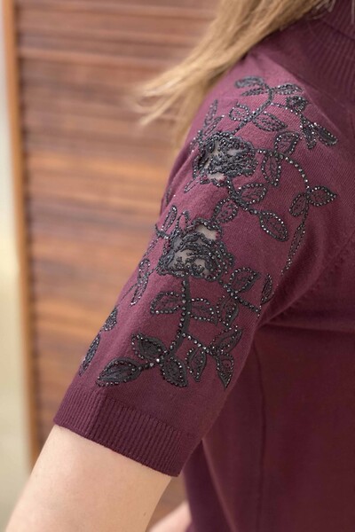 оптовая продажа женского свитера с цветочной вышивкой американской модели - 15763 | KAZEE - Thumbnail