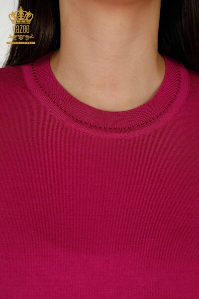 Женский трикотажный свитер оптом - Американская модель - Темная фуксия - 30255 | КАZEE - Thumbnail