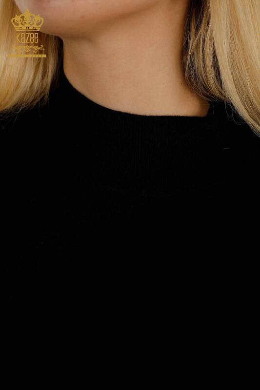 Женский вязаный свитер оптом, базовый черный - 30507 | КАZEE
