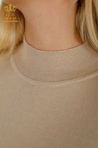 Женский вязаный свитер оптом, базовый светло-бежевый - 30507 | КАZEE - Thumbnail