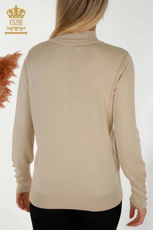 Женский вязаный свитер оптом, базовый светло-бежевый - 30507 | КАZEE