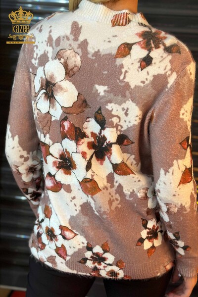 Женский вязаный свитер из норки с каменной вышивкой оптом - 18923 | КАZEE - Thumbnail