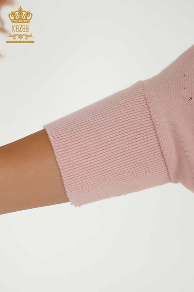 Женский вязаный свитер оптом с вышивкой камнями - 16799 | КАZEE - Thumbnail