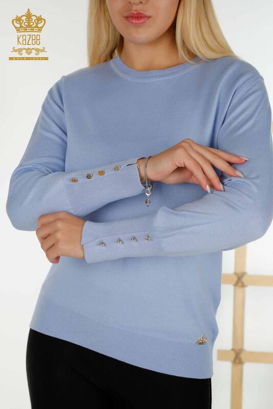 Женский свитер с круглым вырезом оптом, синий - 30508 | КАZEE