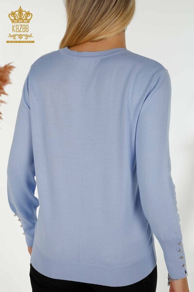 Женский свитер с круглым вырезом оптом, синий - 30508 | КАZEE - Thumbnail