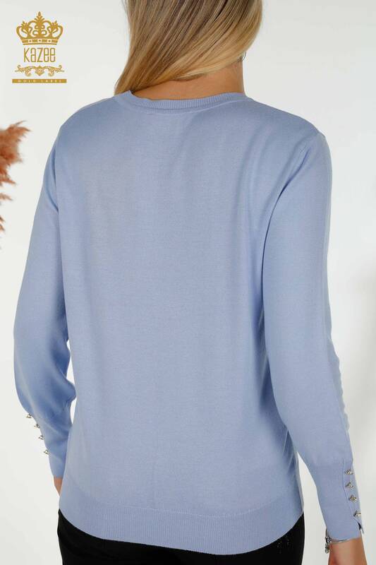 Женский свитер с круглым вырезом оптом, синий - 30508 | КАZEE