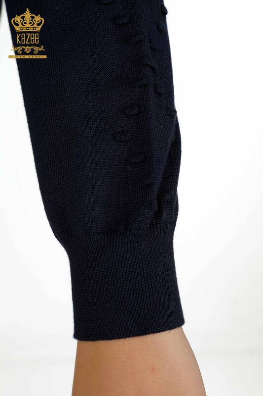 Женский вязаный свитер с круглым вырезом оптом, темно-синий - 30408 ​​| КАZEE