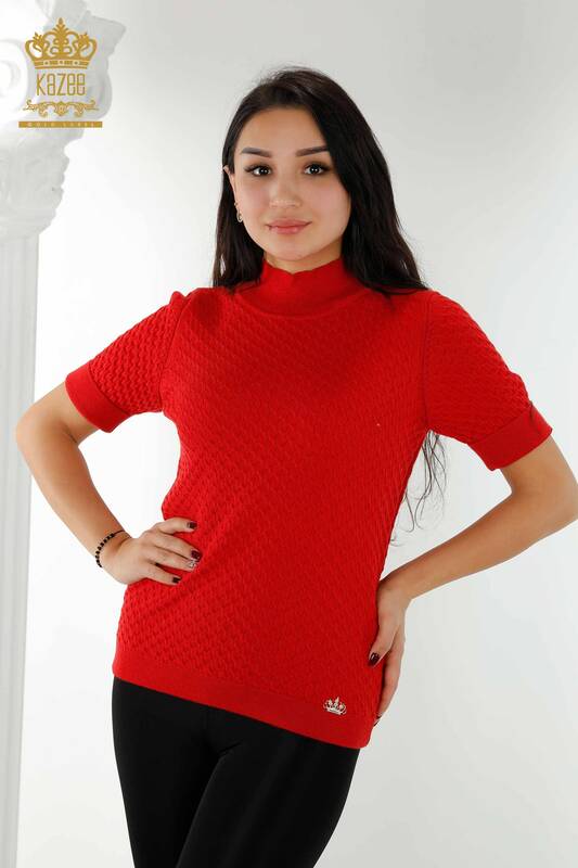 Женский свитер оптом Американская модель Базовый Красный - 30119 | КАZEE