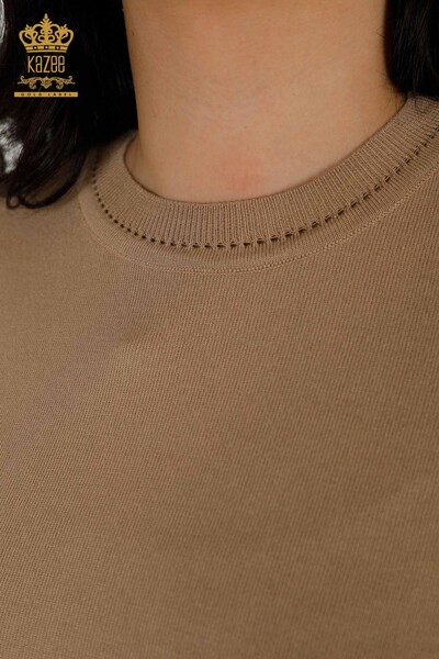 Женский трикотажный свитер оптом - американская модель - бежевый - 30389 | КАZEE - Thumbnail