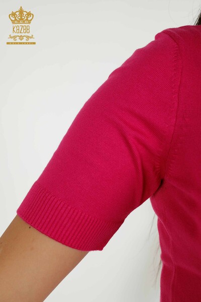 Женский трикотажный свитер оптом - Американский Выкройка - Фуксия - 30255 | КАZЕЕ - Thumbnail