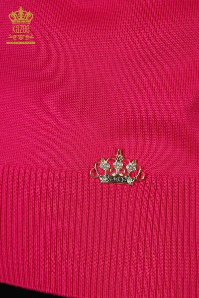 Женский трикотажный свитер оптом - Американский Выкройка - Фуксия - 30255 | КАZЕЕ - Thumbnail