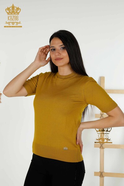 Женский трикотажный свитер оптом - американская модель - горчица - 30255 | КАZEE - Thumbnail