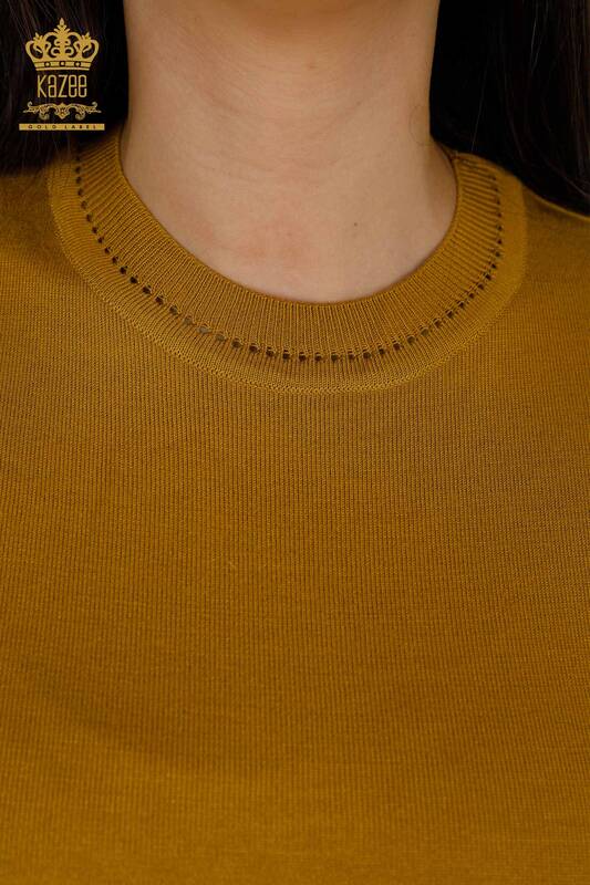 Женский трикотажный свитер оптом - американская модель - горчица - 30255 | КАZEE