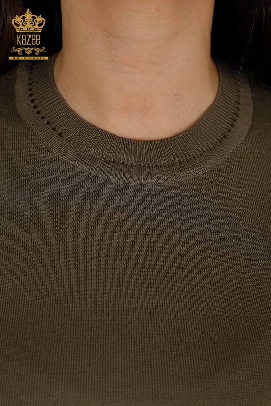 Женский трикотажный свитер оптом - американская модель - хаки - 30255 | КАZEE