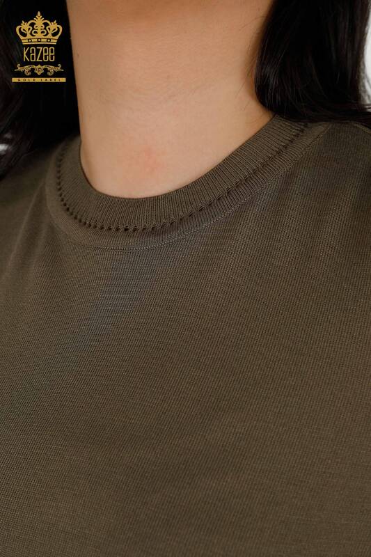 Женский трикотажный свитер оптом - американская модель - хаки - 30389 | КАZEE
