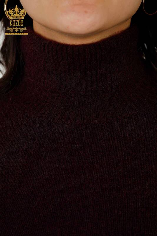 женский трикотаж свитер оптом ангора водолазка с логотипом сливы - 12046 | КАZEE