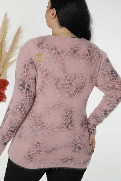 женский трикотаж свитер оптом ангора узорчатая пудра - 18980 | КАZEE - Thumbnail