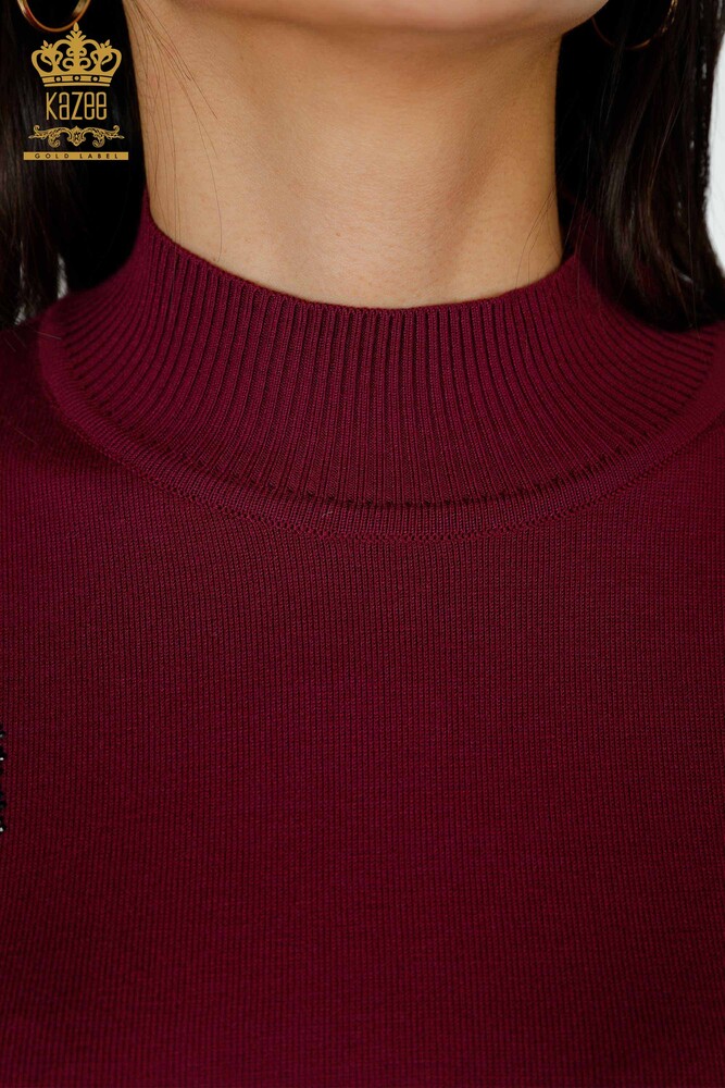 женский трикотаж свитер оптом с рисунком бабочки фиолетовый - 30004 | КАZEE - 3