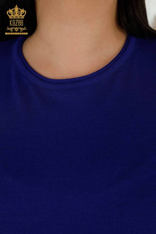 Женский вязаный свитер оптом - Базовый - Американская модель - Электрический - 16271| КАZEE