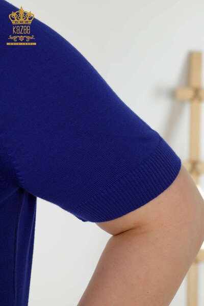 Женский вязаный свитер оптом - Базовый - Американская модель - Электрический - 16271| КАZEE - Thumbnail