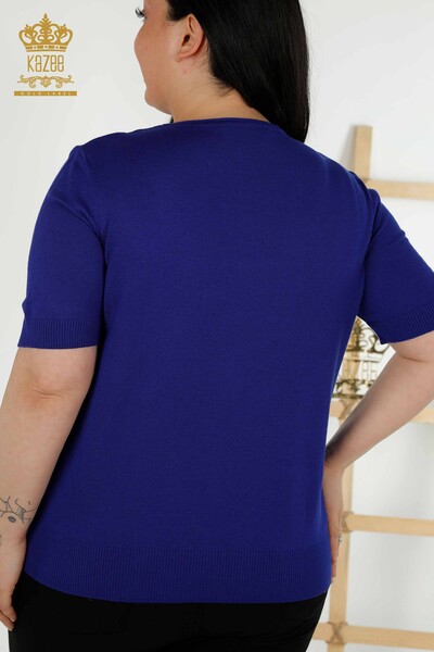 Женский вязаный свитер оптом - Базовый - Американская модель - Электрический - 16271| КАZEE - Thumbnail