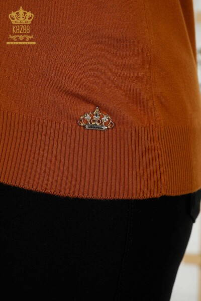 Женский трикотажный свитер оптом - Базовый - Американская модель - Желто-коричневый - 16271| КАZEE - Thumbnail