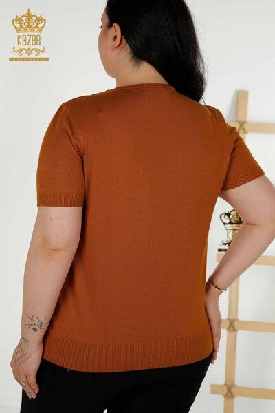 Женский трикотажный свитер оптом - Базовый - Американская модель - Желто-коричневый - 16271| КАZEE - Thumbnail