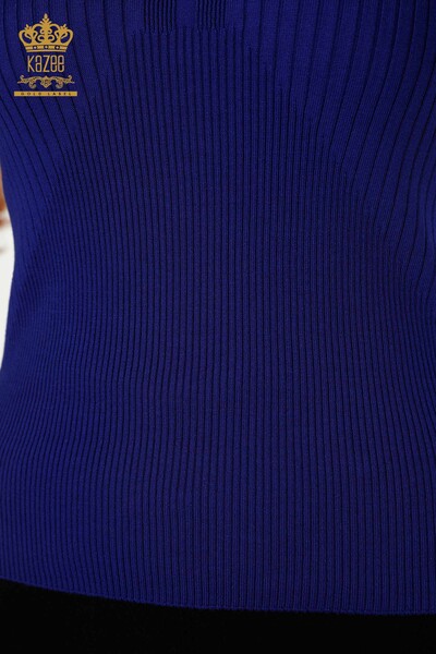 Женский трикотажный свитер оптом - детализированные пуговицы - электрические - 30043 | КАZEE - Thumbnail