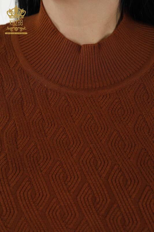 Женский свитер оптом - Базовый - Желто-коричневый - 16181 | КАZEE