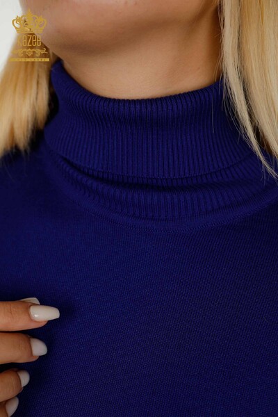 Женский вязаный свитер оптом - водолазка - цвет электрик - 15193 | КАZEE - Thumbnail (2)