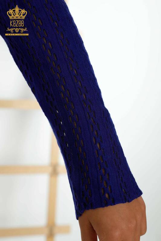 Женский вязаный свитер оптом - водолазка - цвет электрик - 15193 | КАZEE
