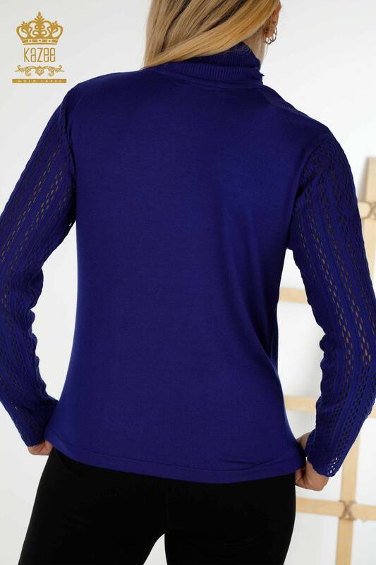 Женский вязаный свитер оптом - водолазка - цвет электрик - 15193 | КАZEE