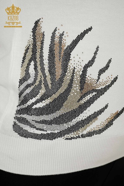 Женский трикотажный свитер оптом - с рисунком - светло-серый - 30005 | КАZEE - Thumbnail