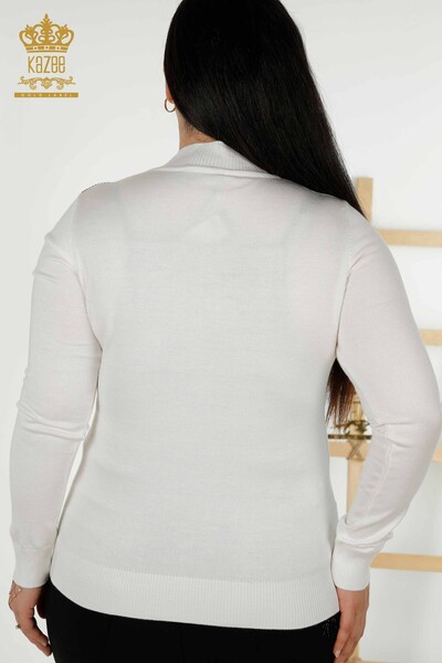 Женский трикотажный свитер оптом - с рисунком - светло-серый - 30005 | КАZEE - Thumbnail