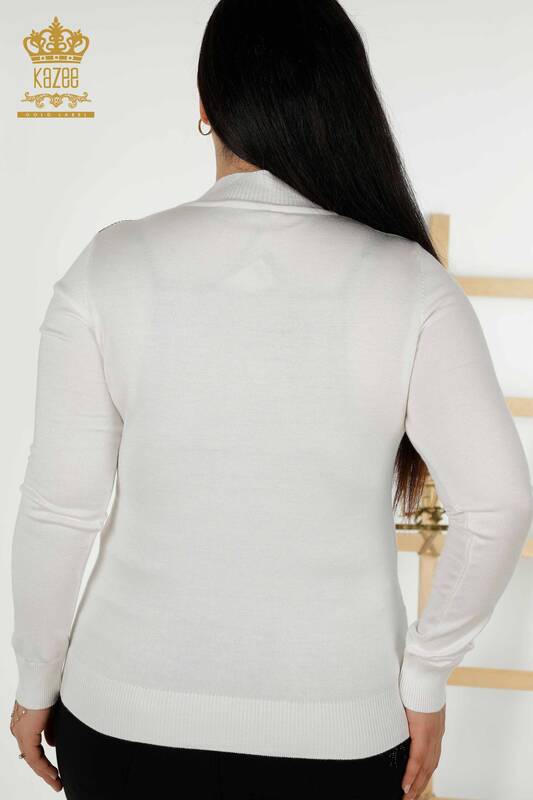 Женский трикотажный свитер оптом - с рисунком - светло-серый - 30005 | КАZEE