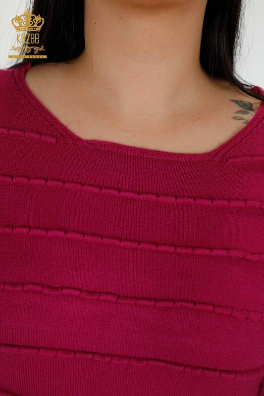 Женский трикотажный свитер оптом Вязание своими руками - Фиолетовый - 30169 | КАZEE