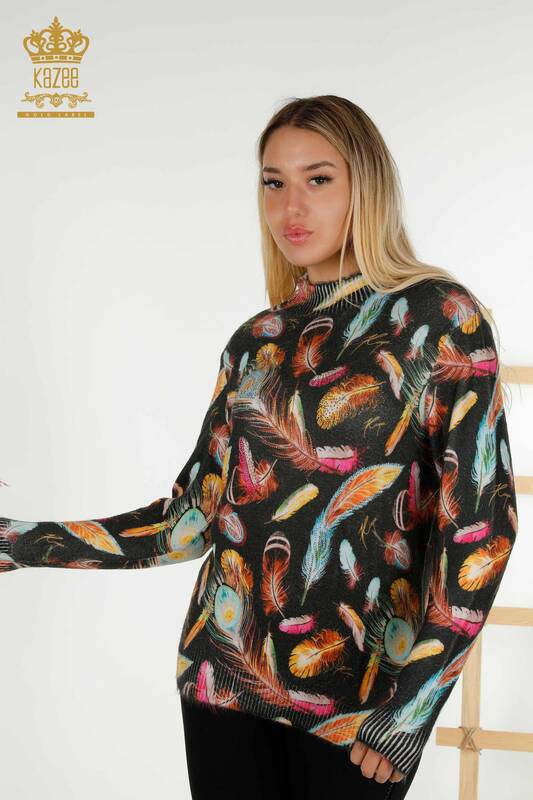 женский трикотаж свитер оптом цифровой печати черный - 16970 | КАZEE