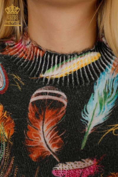 женский трикотаж свитер оптом цифровой печати черный - 16970 | КАZEE - Thumbnail