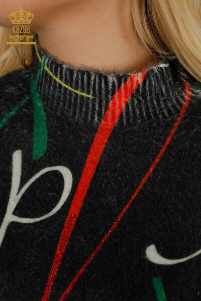 женский трикотаж свитер оптом цифровой печати черный - 18962 | КAZEE - Thumbnail