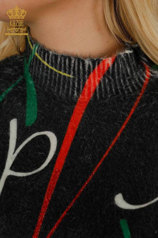 женский трикотаж свитер оптом цифровой печати черный - 18962 | КAZEE