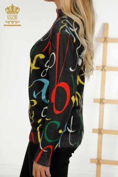 женский трикотаж свитер оптом цифровой печати черный - 18962 | КAZEE - Thumbnail