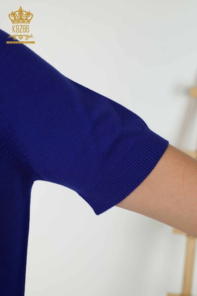 Женский трикотажный свитер оптом - Цветочный узор - Электрический цвет - 16963 | КАZEE - Thumbnail