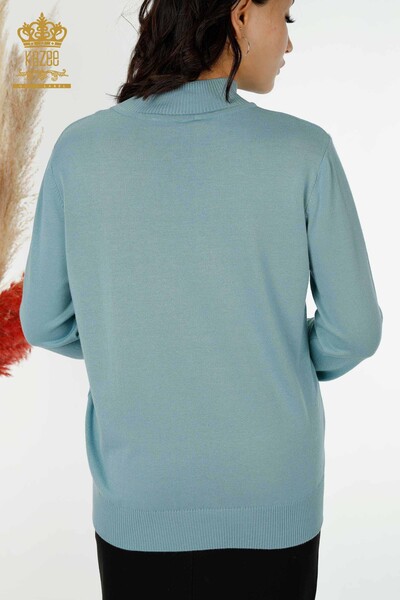 Женский трикотажный свитер оптом с воротником-стойкой базовый мятный - 16663 | КАZEE - Thumbnail