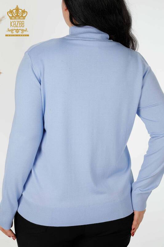 женский трикотаж свитер оптом воротник-стойка основной синий - 16663 | КАZEE