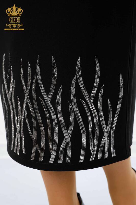 женская юбка оптом с длинным карманом черный - 4190 | КАZEE