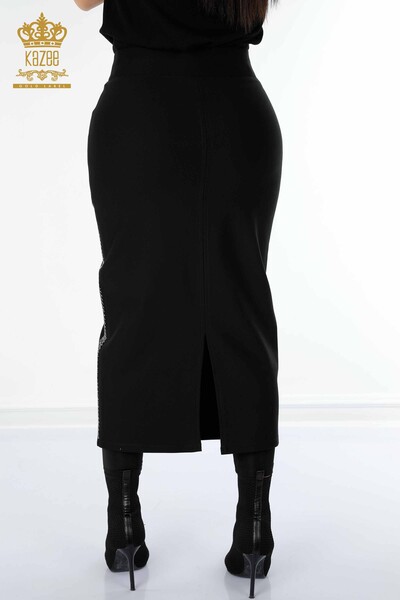 женская юбка оптом вышитая камнем черная - 4187 | КАZEE - Thumbnail