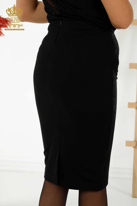 Женская юбка оптом - вышитая хрустальным камнем - черная - 4247 | КАZEE