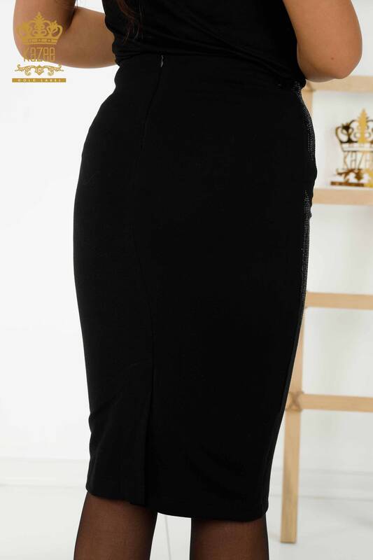 Женская юбка оптом - вышитая хрустальным камнем - черная - 4247 | КАZEE