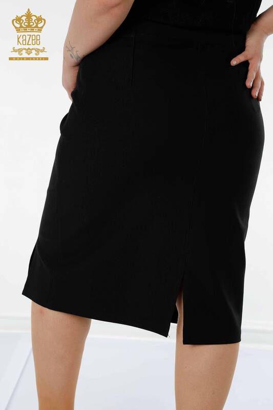 женская юбка оптом с разрезом подробно черный - 4219 | КАZEE